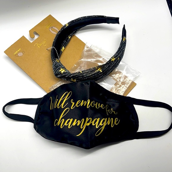 NWT Berry Bow Knot Headband & Face Mask Set - Picture 1 of 4